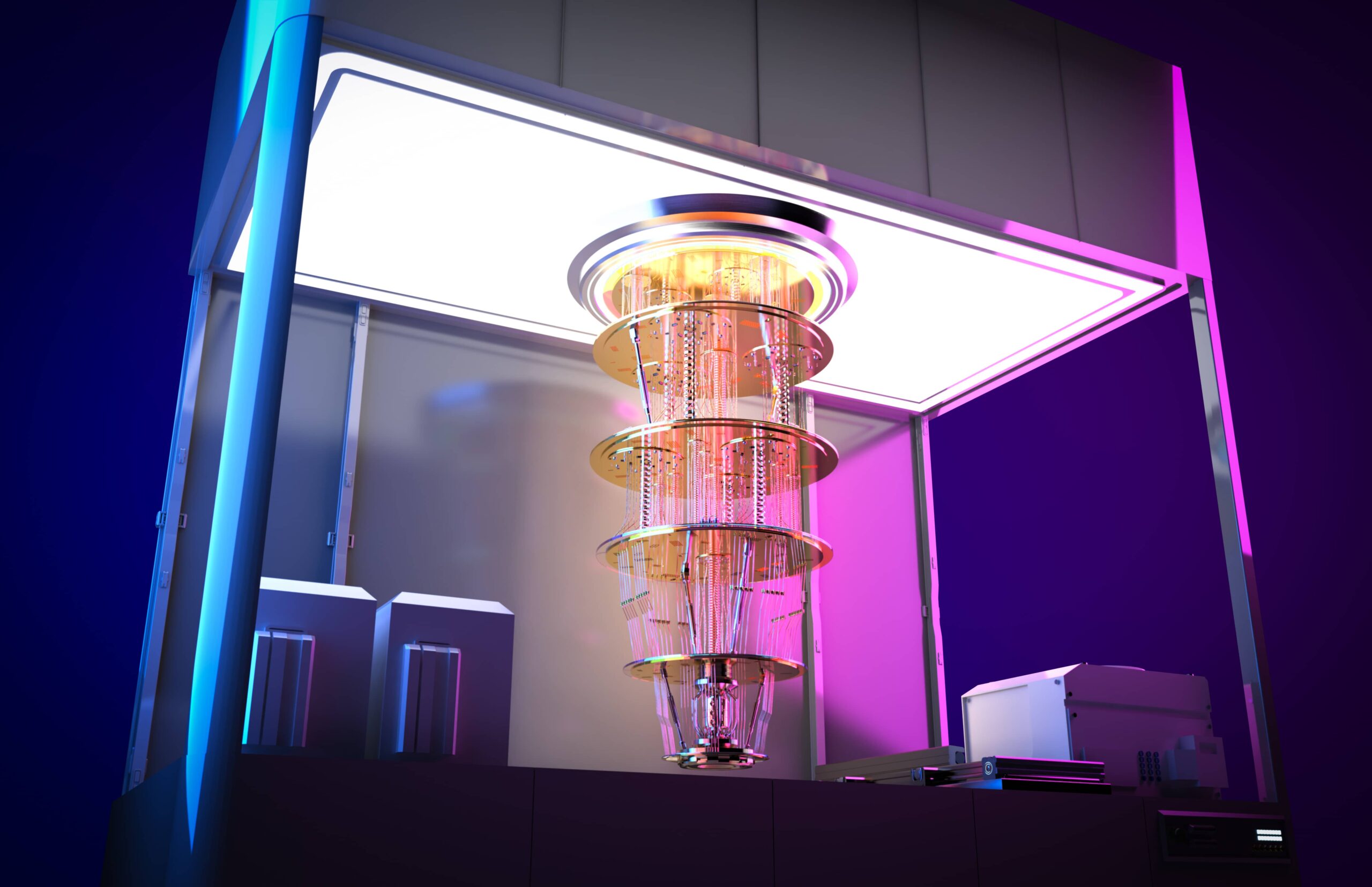 Quantum technology computing image with bright colors