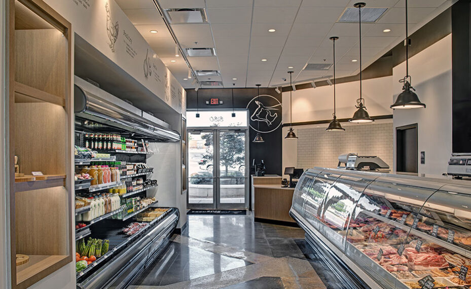 Butchers Club interior of store shelves and counter