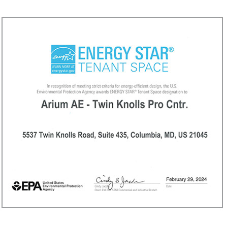 Energy Star award certificate