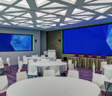 Leidos conference room with table and chairs and screens