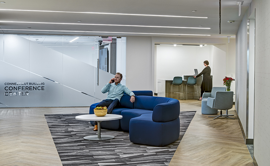 DC Conference Center interior with male on phone