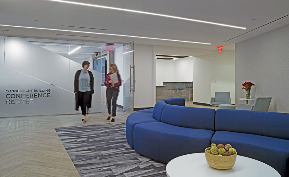 DC Conference Center interior with people walking