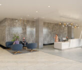 K Street Lobby renovation design rendering from left view