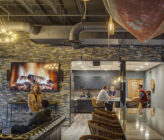 Kudu Dynamics office interior photo of bar seating and lounge area