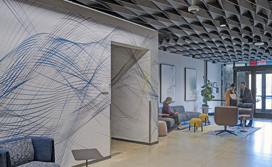 Global Technology Company interior lobby from side