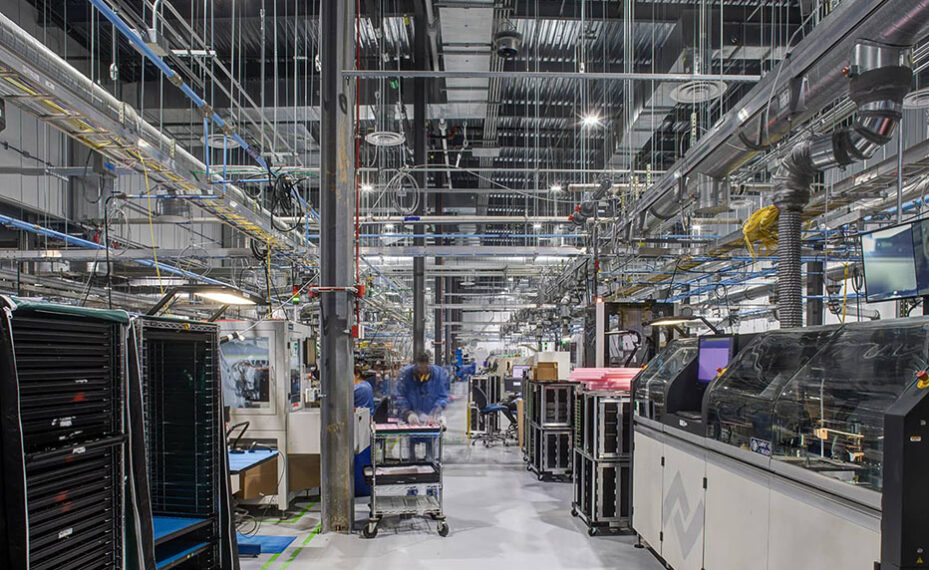 High-Tech Electronics Manufacturing Facility interior floor