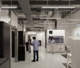 UMD quantum lab center interior rendering of people in lab area