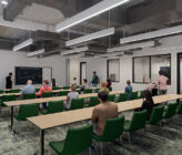 UMD quantum lab center interior rendering of people in conference room