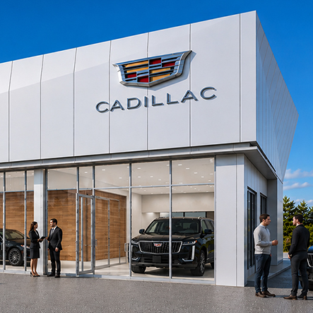 Rendering of Miller Brothers Cadillac showroom expansion in Ellicott City, Maryland
